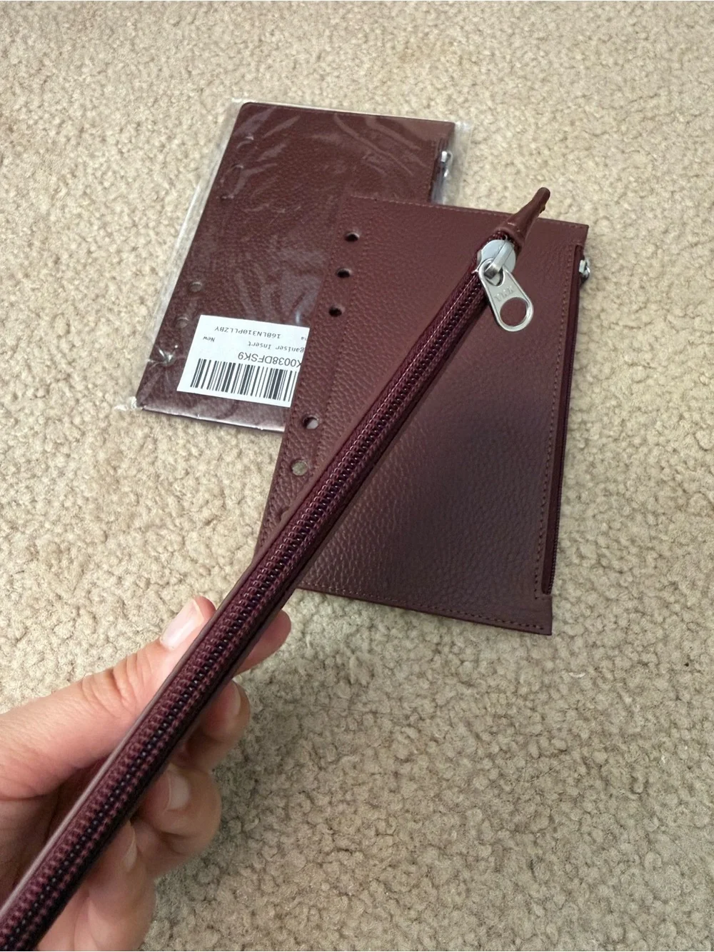 3 new Zip Closure personal size Planner flyleaf in Burgundy